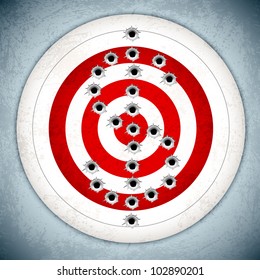 Vector Illustration Of Dollar Mark With Bullet Hole On Target Board