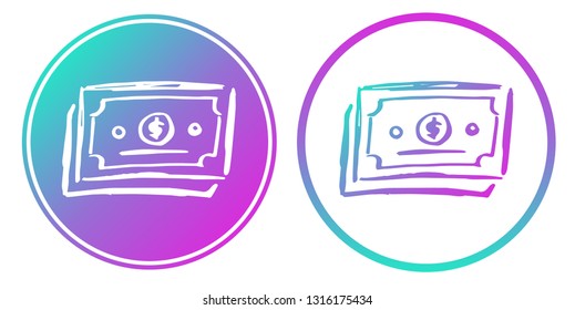 Vector Illustration of Dollar Money with Gradient Circle Blue and Violet. Logo, Sticker and Icon for Graphic Design.