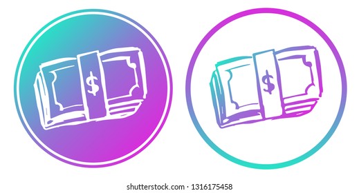 Vector Illustration of Dollar Money with Gradient Circle Blue and Violet. Logo, Sticker and Icon for Graphic Design.