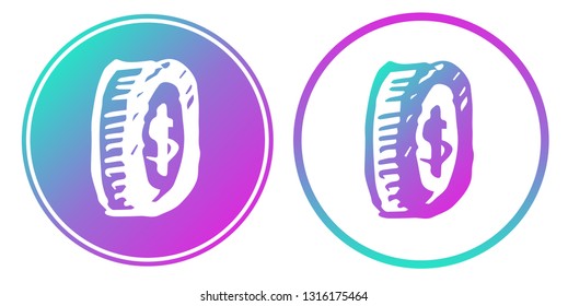 Vector Illustration of Dollar Money with Gradient Circle Blue and Violet. Logo, Sticker and Icon for Graphic Design.