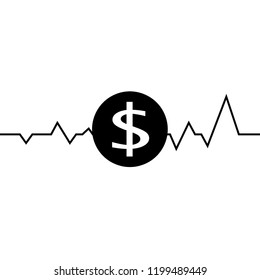 Vector illustration of dollar one line drawing, minimalism art. Fluctuation in the exchange rate of the dollar illustration.