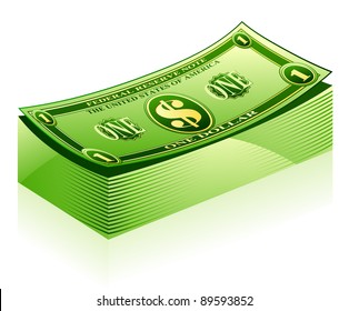 Vector illustration of dollar pack on white background