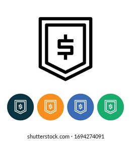 Vektorillustration-Illustration Dollar-Schild Symbol oder Logo mit 4 Variationen Hintergrund, schwarze Farbe, Liniendesign-Stil