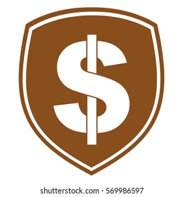 Vector Illustration of Dollar Shield Icon in Brown
