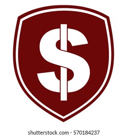 Ilustración vectorial del icono del Escudo del Dólar en rojo
