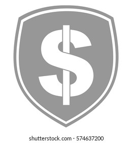 Vector Illustration of Dollar Shield Icon in Gray
