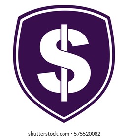 Vector Illustration of Dollar Shield Icon in Violet
