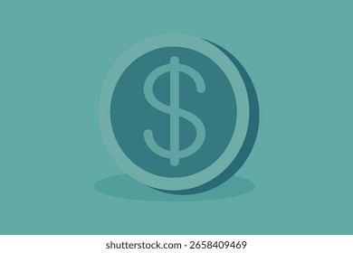 Ilustración vectorial de un Iniciar sesión de un dólar con una forma circular sobre un fondo azul, que simboliza las finanzas, las transacciones monetarias y los temas económicos. Perfecto para conceptos de negocios, banca o inversión.