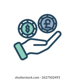 A vector illustration of a dollar sign ($) inside a segmented circle. The circle is divided into alternating light green and grey segments.  This image represents finance, currency, investments