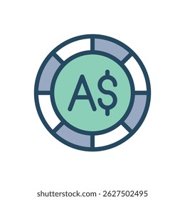 A vector illustration of a dollar sign ($) inside a segmented circle. The circle is divided into alternating light green and grey segments.  This image represents finance, currency, investments