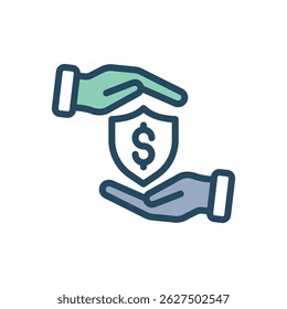 Ilustração vetorial de um cifrão ($) dentro de um círculo segmentado. O círculo é dividido em segmentos alternados de verde claro e cinza.  Esta imagem representa finanças, moeda, investimentos