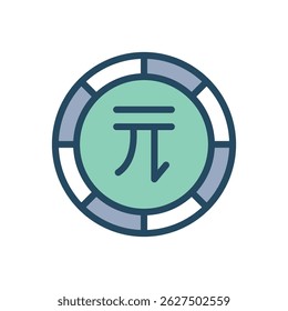 A vector illustration of a dollar sign ($) inside a segmented circle. The circle is divided into alternating light green and grey segments.  This image represents finance, currency, investments