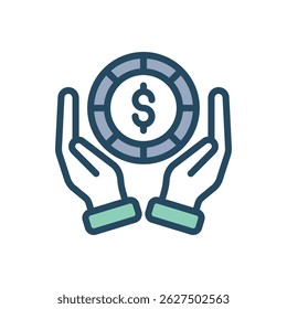 A vector illustration of a dollar sign ($) inside a segmented circle. The circle is divided into alternating light green and grey segments.  This image represents finance, currency, investments