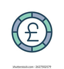 A vector illustration of a dollar sign ($) inside a segmented circle. The circle is divided into alternating light green and grey segments.  This image represents finance, currency, investments