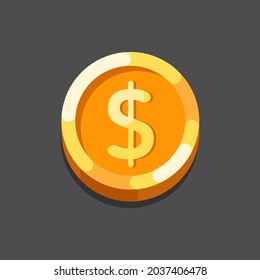 Ilustración vectorial del signo del dólar aislado en un fondo oscuro. Icono plano de moneda de dólar.