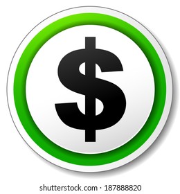 Vector illustration of dollar sign on white background