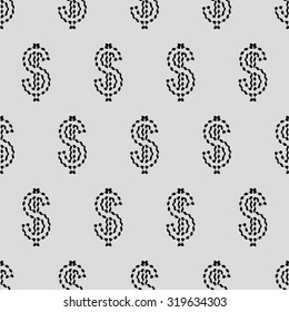 Vector illustration of dollar sign seamless pattern background.