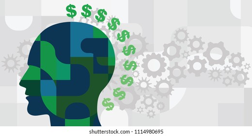 vector illustration dollar signs and human silhouette for business process and entrepreneur visuals 