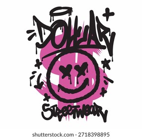 Vector illustration of Dollar slogan artwork, retro and modern, streetwear graphic design for t-shirt print design template.