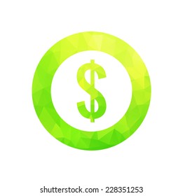Vector illustration of dollar symbol in polygonal style