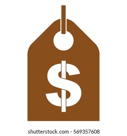 Vector Illustration of Dollar Tag Icon in Brown
