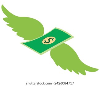 Vektor-Illustration von Dollars fliegen mit Flügeln, Financial Design Element 
