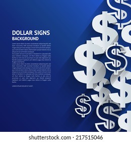 Vector illustration. Dollars sign on blue background.