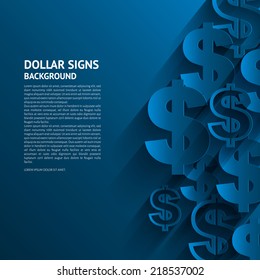 Vector illustration. Dollars sign on blue background.