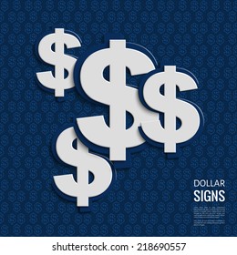 Vector illustration. Dollars sign on blue background.