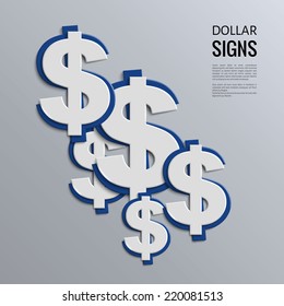 Vector illustration. Dollars sign on blue background.