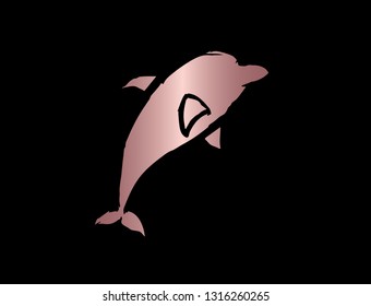 Vector Illustration of Dolphin Animal with Elegant Rose Gold Color. Graphic Design for Company, Shirt, Icon, Layout, Background, Template and more. 