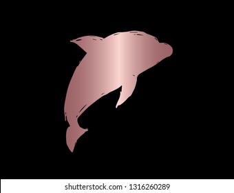 Vector Illustration of Dolphin Animal with Elegant Rose Gold Color. Graphic Design for Company, Shirt, Icon, Layout, Background, Template and more. 