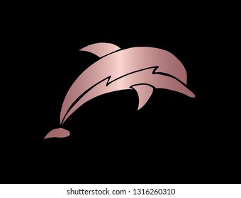 Vector Illustration of Dolphin Animal with Elegant Rose Gold Color. Graphic Design for Company, Shirt, Icon, Layout, Background, Template and more. 