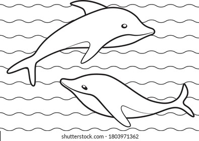 vector illustration of a dolphin. Coloring for Kids