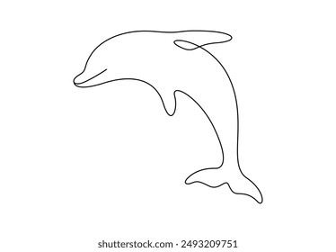 Vector illustration dolphin continuous one line drawing 