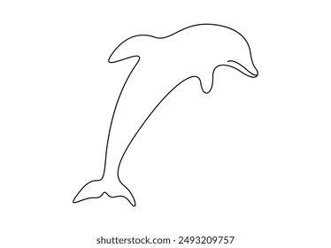 Vector illustration dolphin continuous one line drawing 