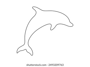 Vector illustration dolphin continuous one line drawing 
