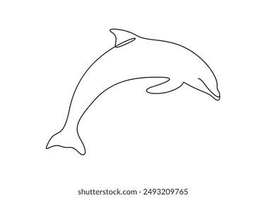 Vector illustration dolphin continuous one line drawing 