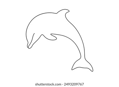 Vector illustration dolphin continuous one line drawing 