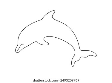 Vector illustration dolphin continuous one line drawing 