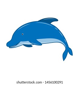 Vector illustration of dolphin fish cartoon on white background