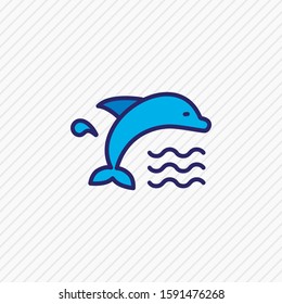 Vector illustration of dolphin icon colored line. Beautiful sea element also can be used as mammal icon element.