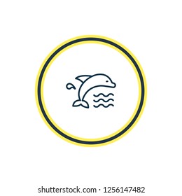 Vector illustration of dolphin icon line. Beautiful maritime element also can be used as mammal icon element.
