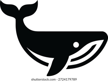 Ilustración vectorial de un icono de delfín. Silueta de animal marino negro simple adecuado para logotipos de acuario, diseños de vida marina y gráficos de verano.