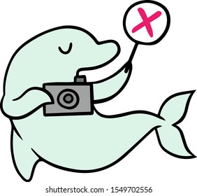 Vector illustration of a dolphin indicating no photography