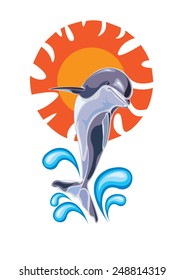  Vector illustration of dolphin isolated on a white background.