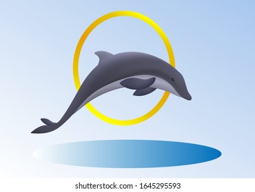 vector illustration dolphin jump in water 