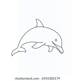 Vector illustration of a dolphin in dolphin line art