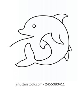 Vector illustration of a dolphin in dolphin line art