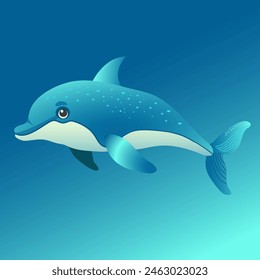 Una Ilustración vectorial de un delfín, que refleja la naturaleza elegante y apasionada de estas criaturas marinas. Ideal para su uso en diseños relacionados con el mar, el océano, la naturaleza y la protección de delfines.